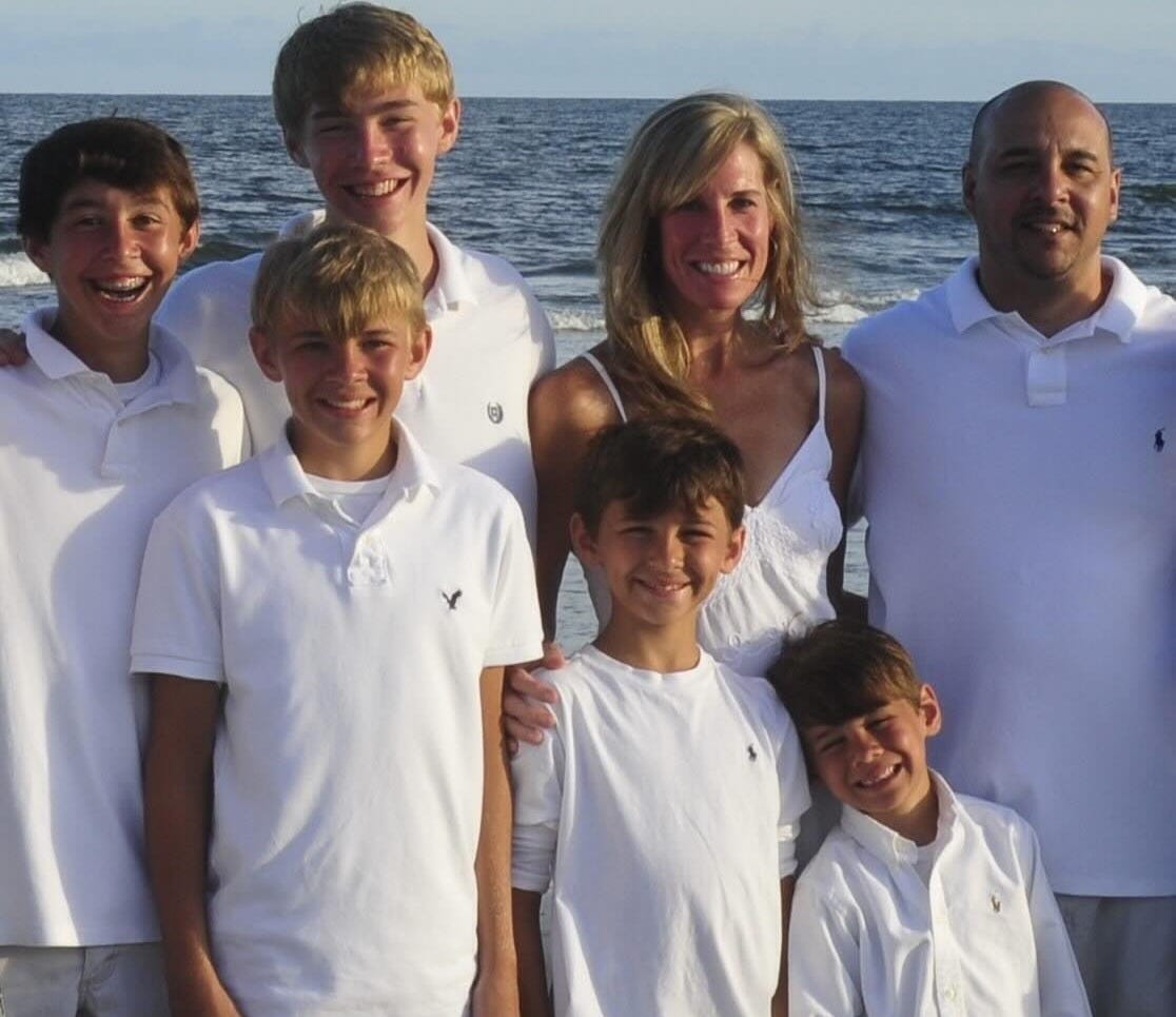 Family photo with Robin and Mark Lanzi and their five sons. Family photo with Robin and Mark Lanzi and their five sons.
