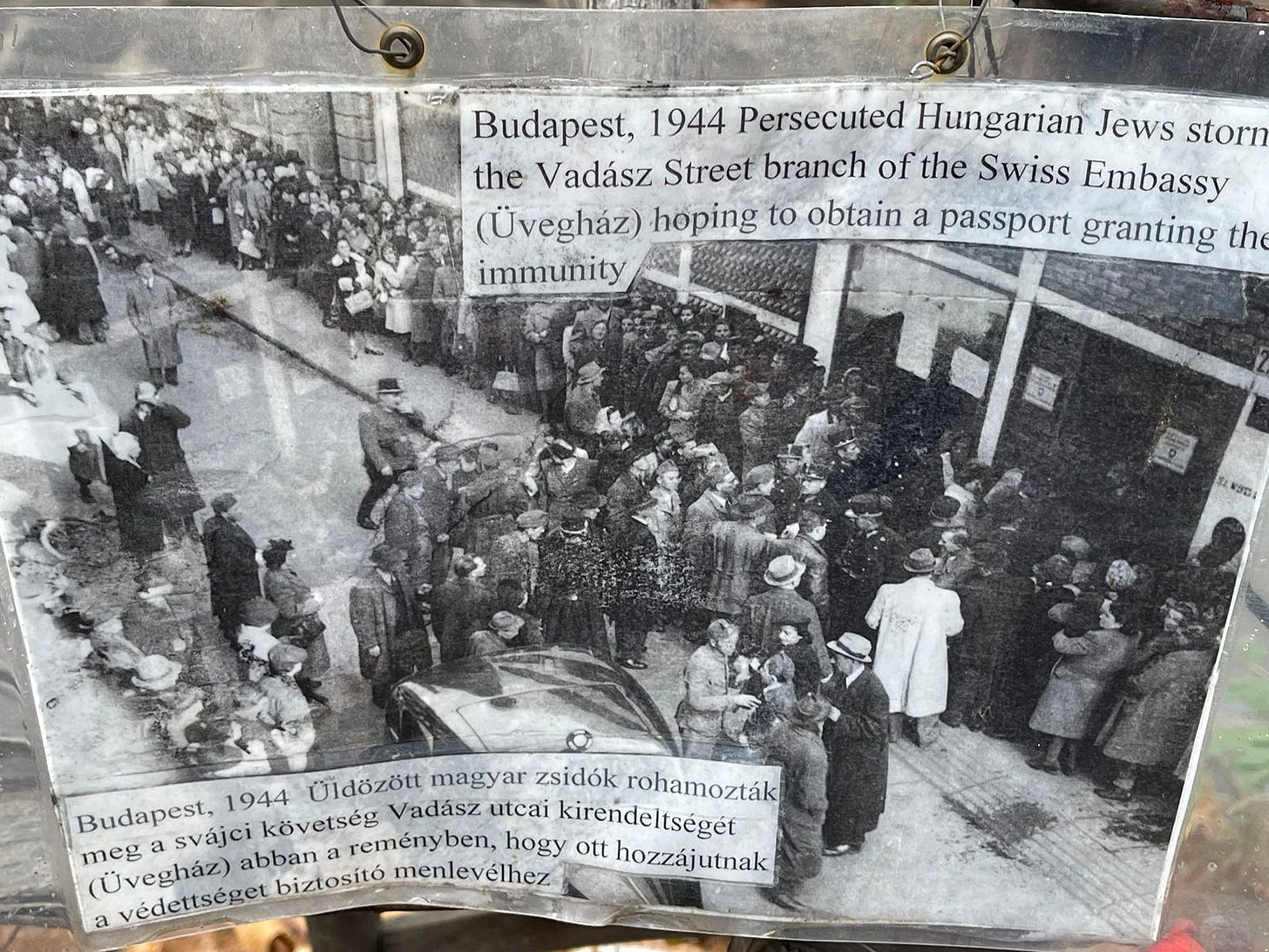 An image of Hungarian Jews at the Swiss Embassy in 1944. (Photo by Vivian Bercovici)