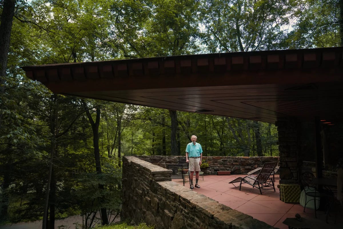 The Reisley House was designed by Frank Lloyd Wright in the 1950s. Roland Reaisley, the original owner of the house, still resides there 70 years later. The Reisley House was designed by Frank Lloyd Wright in the 1950s. Roland Reaisley, the original owner of the house, still resides there 70 years later.