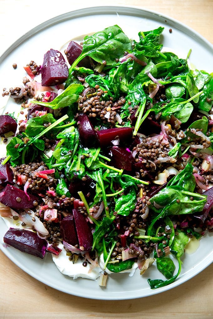 Lentils, Labneh Beets