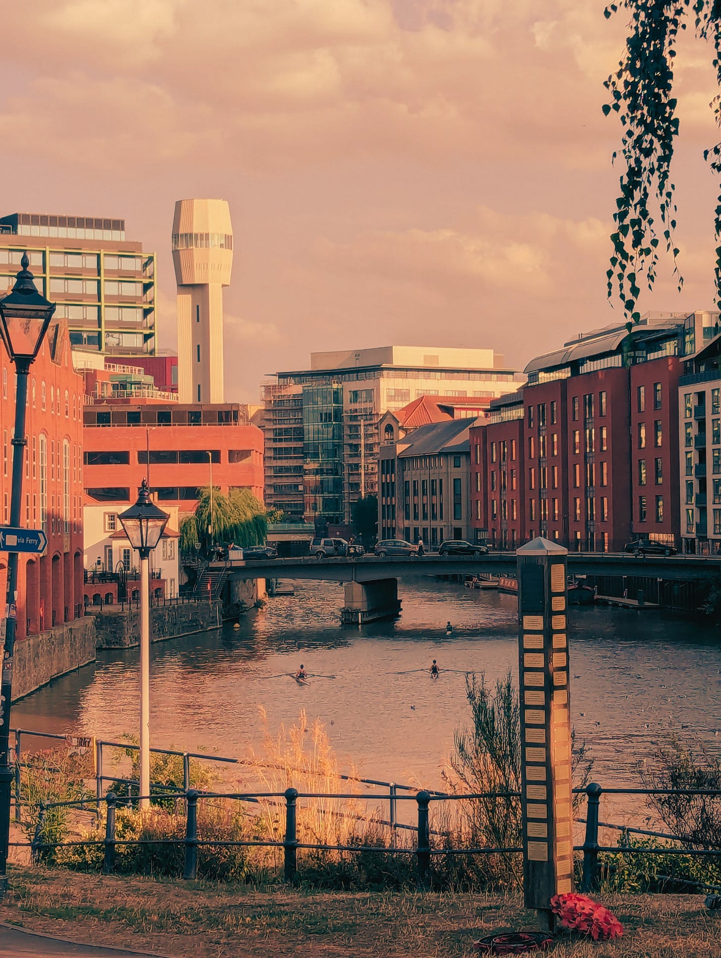 Two rowers on the river Avon in central Bristol, from Never Lost Letters by Stuart Found