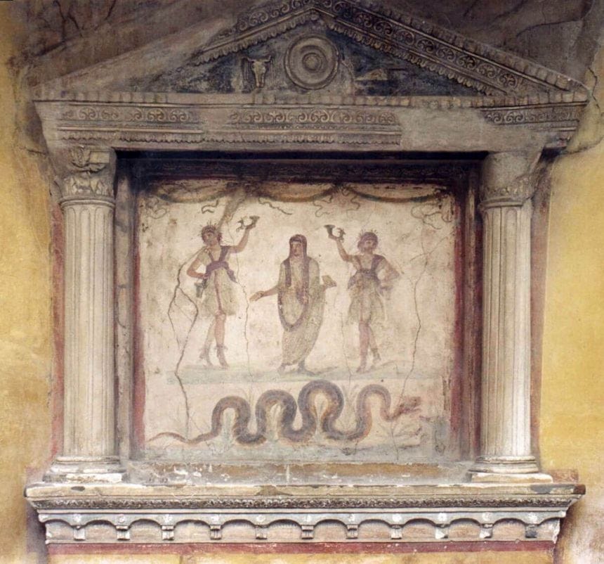 1st century AD Roman Lararium from the House of the Vettii in Pompeii 1st century AD Roman Lararium from the House of the Vettii in Pompeii