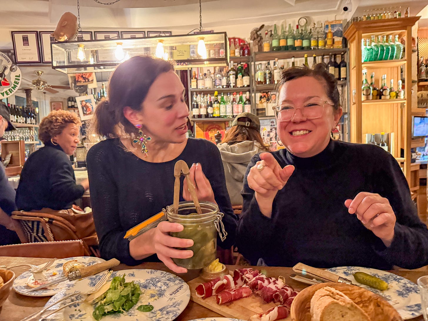 Paris by Mouth tour guides Amber and Jennifer dining at Le Bon Georges in the 9th arrondissement Paris by Mouth tour guides Amber and Jennifer dining at Le Bon Georges in the 9th arrondissement