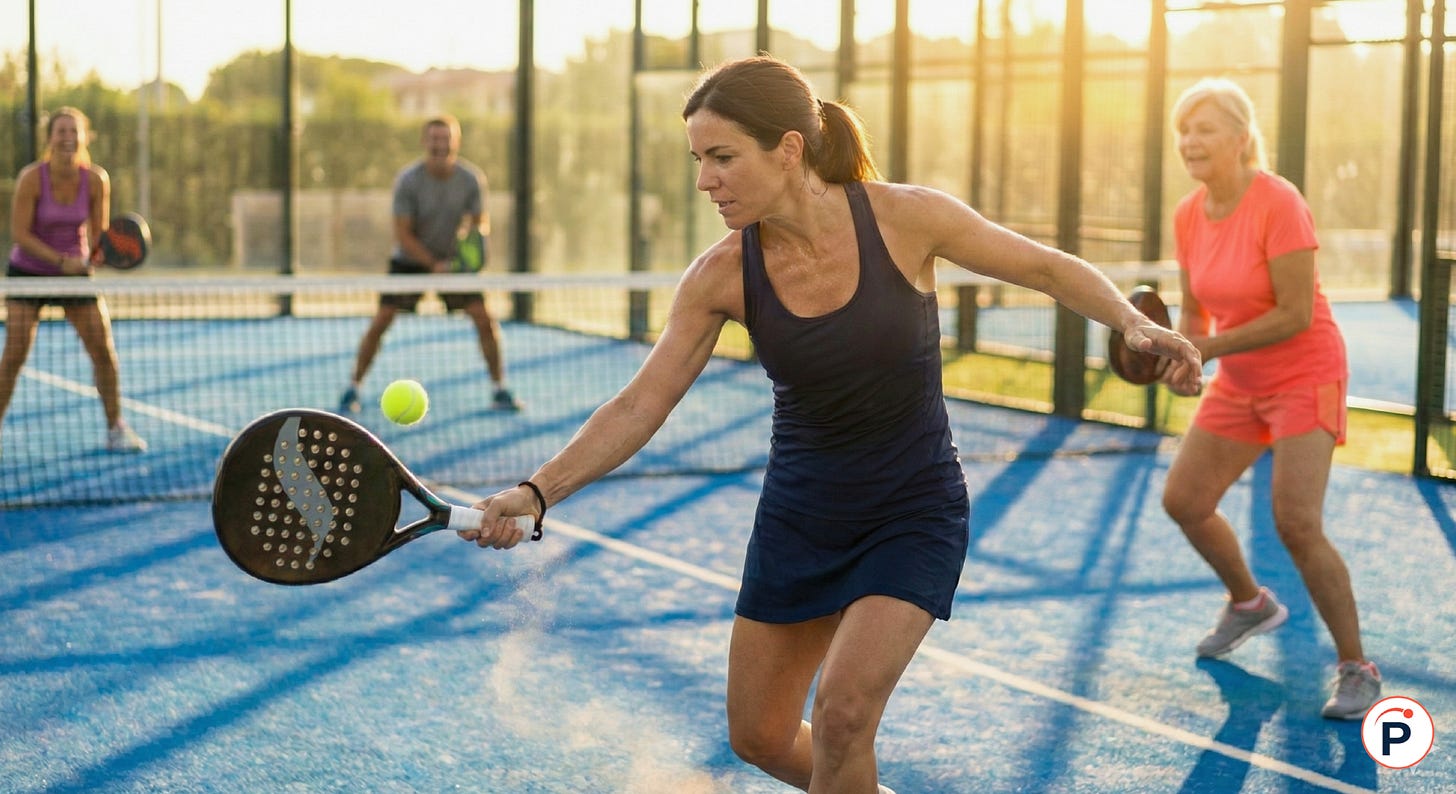 femme de 40 ans qui joue au padel concentrée sur sa frappe femme de 40 ans qui joue au padel concentrée sur sa frappe