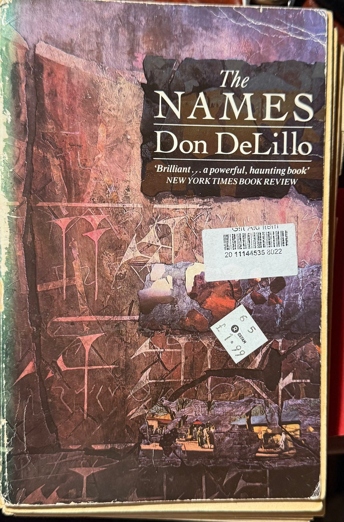British paperback cover of 'The Names' by Don DeLillo