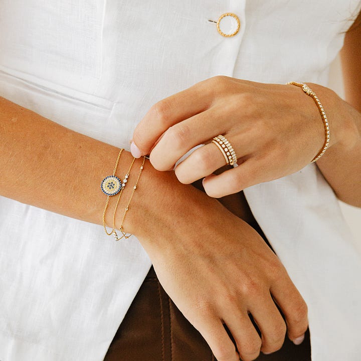 Dana Rebecca Designs 14k and Sapphire Carly Michelle Evil Eye Bracelet