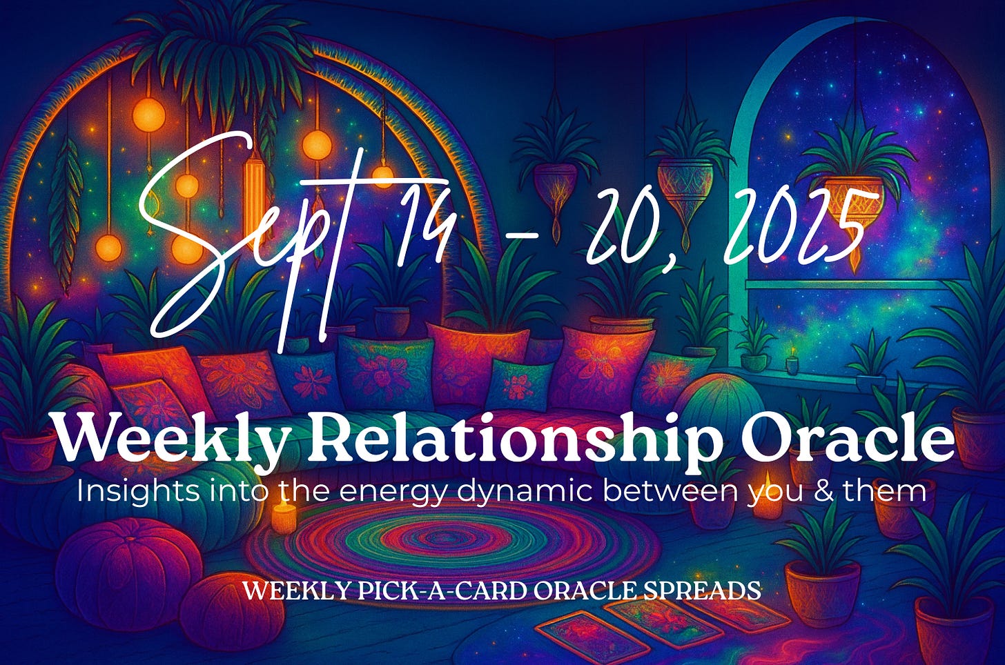 Weekly Relationship Oracle - Sept 14 - 20 - insights into the energy dynamic between you and them - weekly pick-a-card oracle spreads 