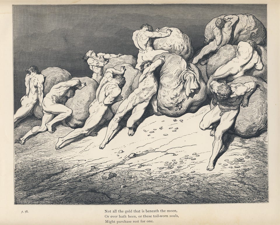 File:Gustave Doré - Dante Alighieri - Inferno - Plate 22 (Canto VII - Hoarders and Wasters).png