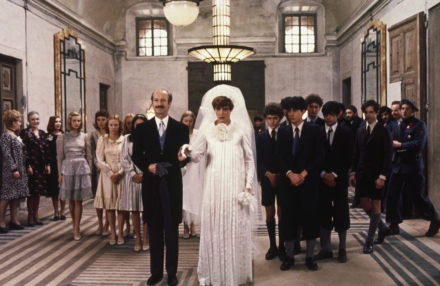The mock wedding from Pasolini's "Salò, or the 120 Days of Sodom" (1975)