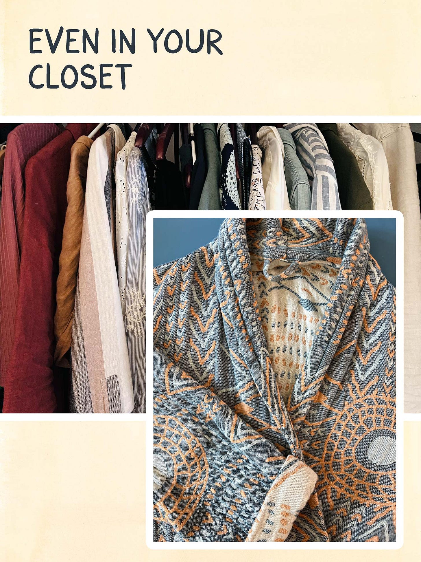 K.Woodman-Maynard, watercolor informational comic, color palettes. Text reads: “Even in your closet.” 