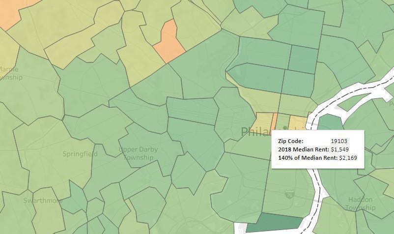 VIZ: 2018 HUD Median Rent by Zip Code