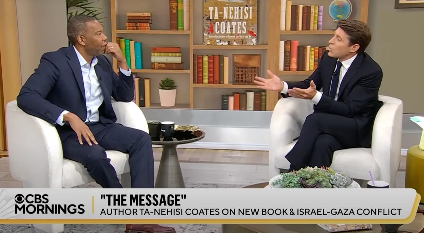 Anchor Tony Dokoupil questions Ta-Nehisi Coates on ‘CBS Mornings’ on Sept. 30. 