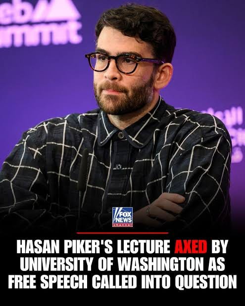 Fox - The University of Washington is pulling the plug on a lecture  featuring far-left streamer Hasan Piker, saying the event's planning  process didn't meet the school's standards. Piker, a socialist Twitch