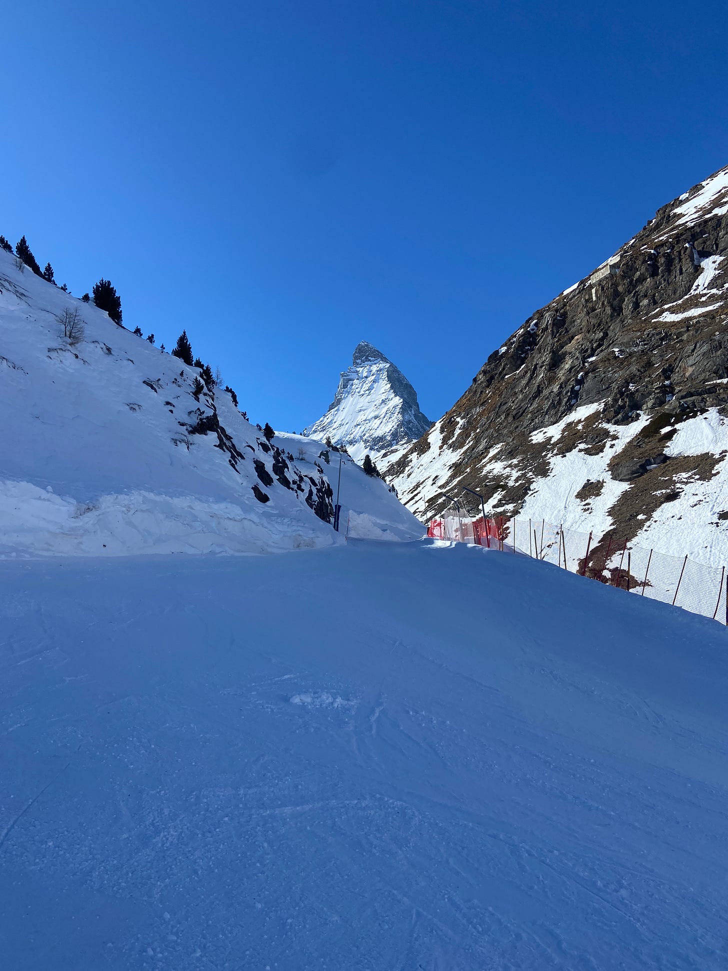 Matterhorn on a piste in Zermatt
