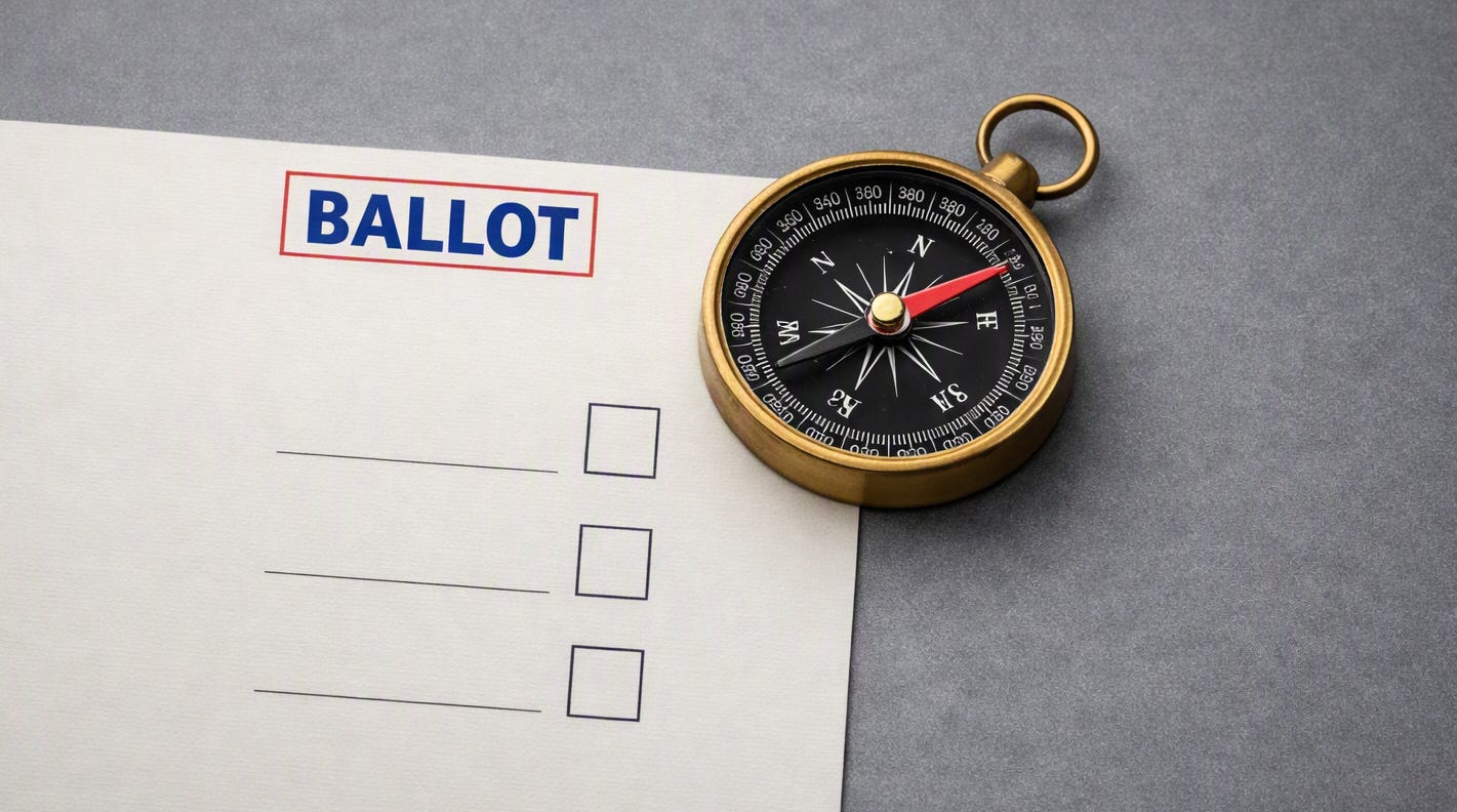 Add BALLOT title centered in royal blue with thin red outline Add BALLOT title centered in royal blue with thin red outline