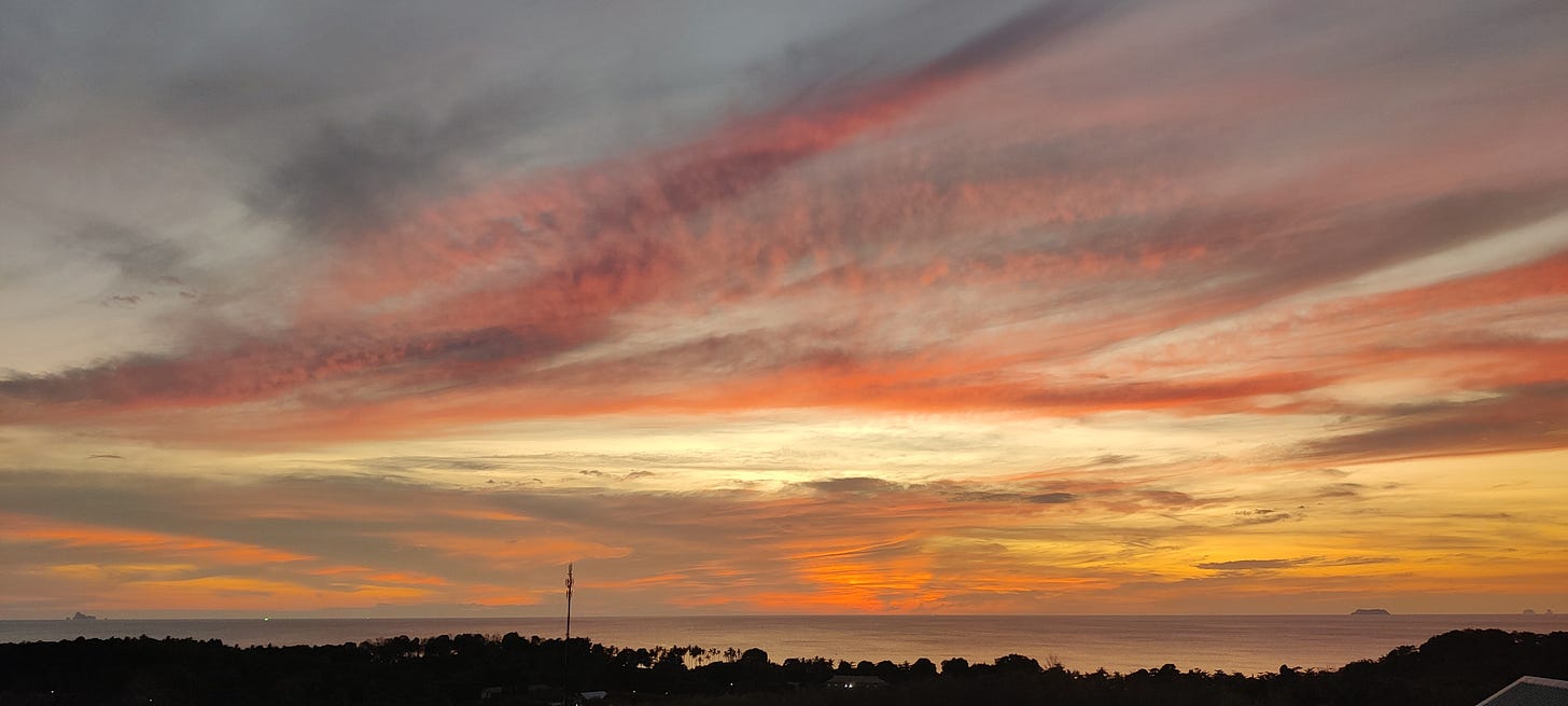 A beautiful sunset of many colours in Thailand.