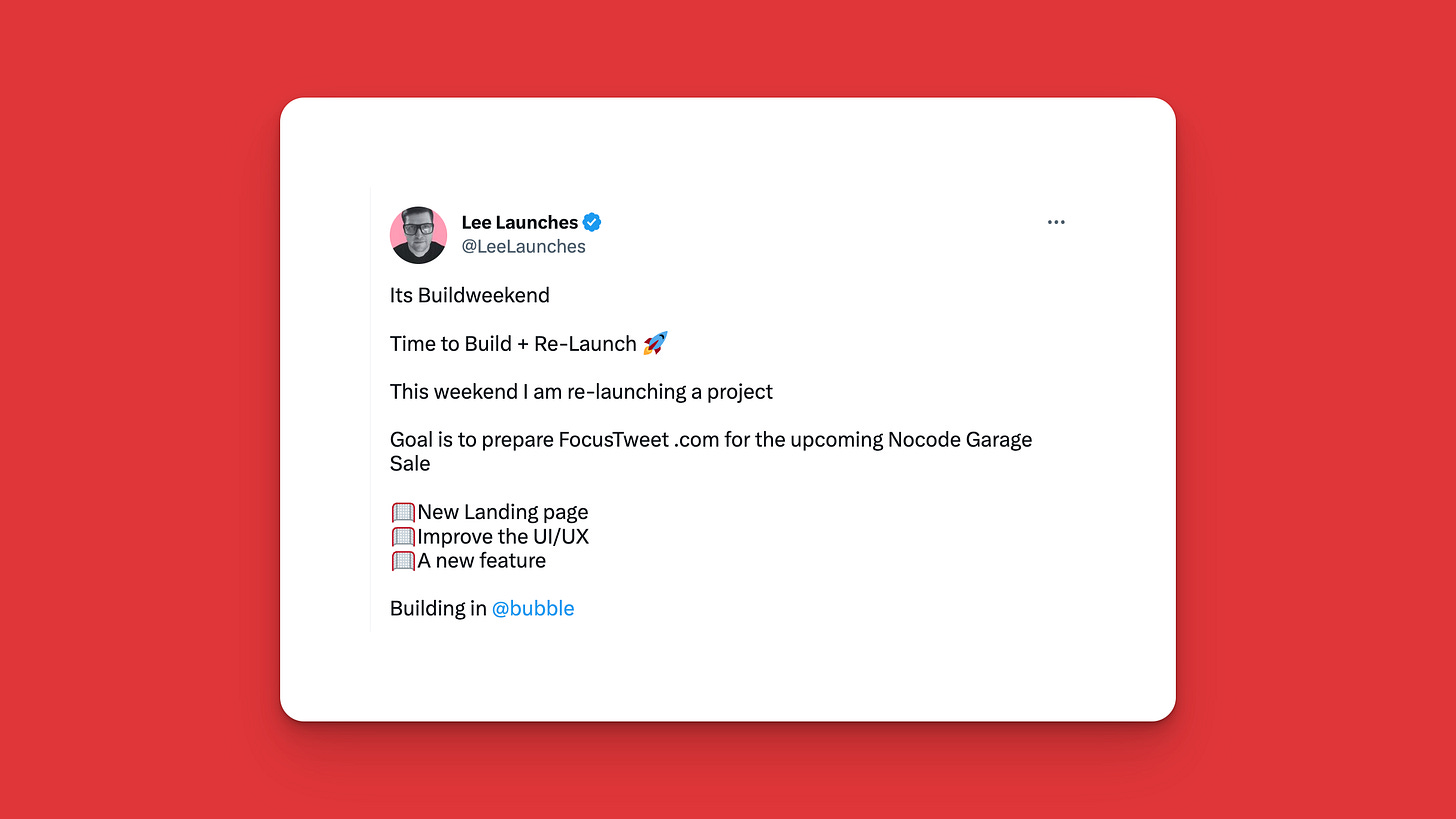 Tweet from LeeLaunches about FocusTweet