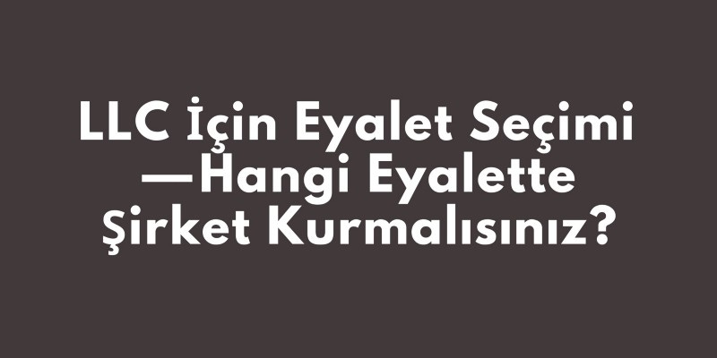 LLC İçin Eyalet Seçimi — Hangi Eyalette Şirket Kurmalısınız? LLC İçin Eyalet Seçimi — Hangi Eyalette Şirket Kurmalısınız?