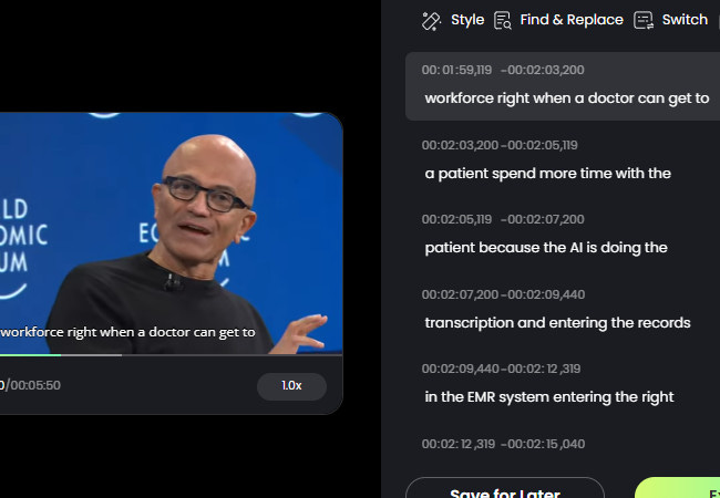 reccloud as a youtube transcript generator