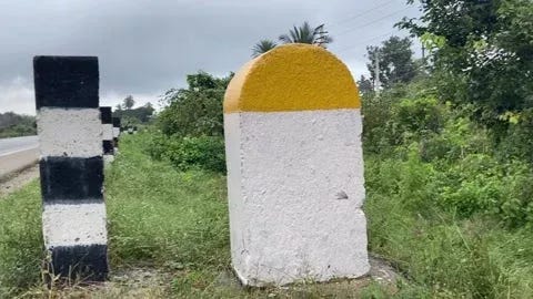 Empty (Plain ) national highway mileston... | Stock Video | Pond5