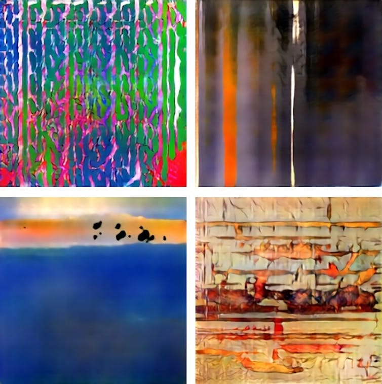 Samples of artworks generated by AICAN that will be shown in the SCOPE Art Fair in conjunction with Art Basel Miami in December 2018. Ahmed Elgammal