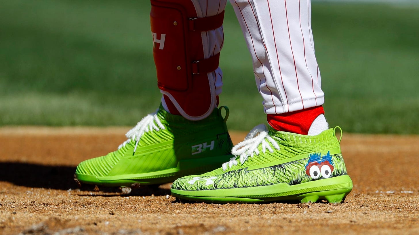 Bryce Harper wore Phillie Phanatic cleats in debut | MLB.com