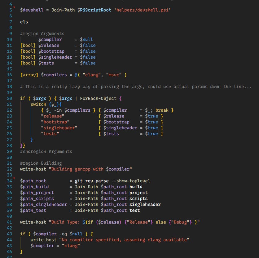 C/C++ Toolchain usage on Windows from scratch with just PowerShell