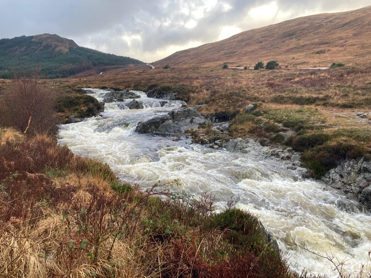 Fast flowing stream on the Scottish Isle of Arran