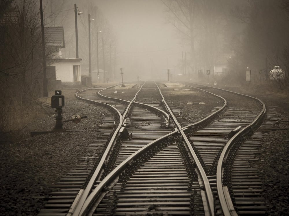 Free Railroad Tracks in City Stock Photo