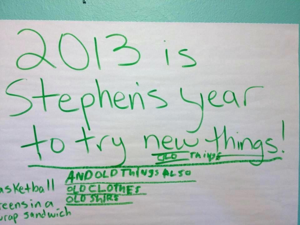 A list of new things my brother could try for 2013 with him replying AND OLD THINGS ALSO OLD CLOTHES OLD SHIRTS OLD THINGS