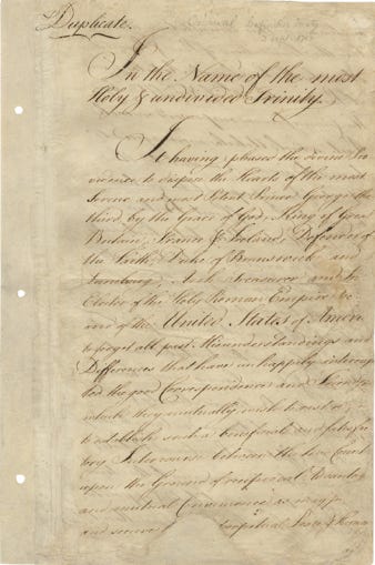 &ldquo;...his britannic majesty should be ready to conclude such Treaty accordingly&hellip;&rdquo;