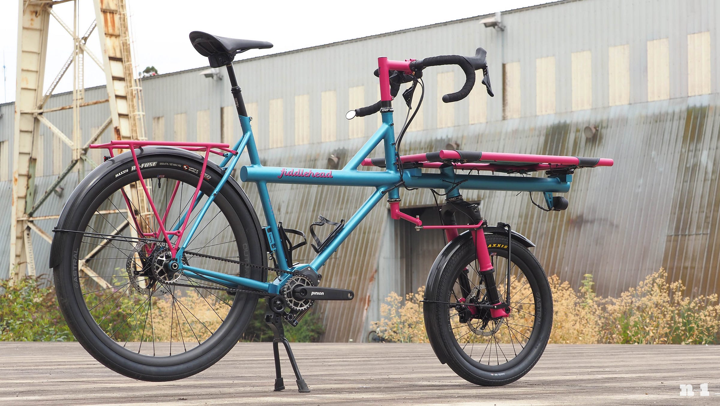Fiddlehead Cycles omnium cargo bike rear three-quarter view