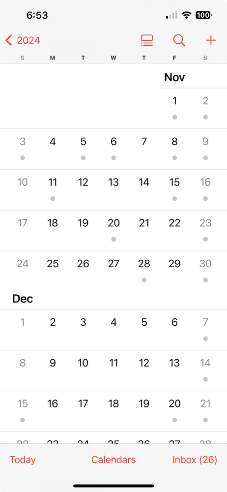 iPhone Calendar Screenshot