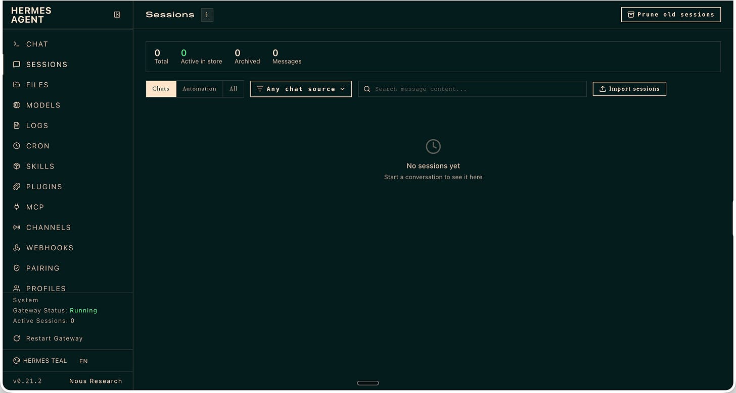 Remote Hermes Agent dashboard running inside the Agent37 instance Remote Hermes Agent dashboard running inside the Agent37 instance