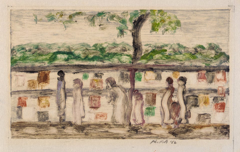Matt Phillips, Along the Quay, 1962, monotype, Smithsonian American Art Museum, Gift of Pearl E. Phillips, 1991.130 Matt Phillips, Along the Quay, 1962, monotype, Smithsonian American Art Museum, Gift of Pearl E. Phillips, 1991.130