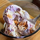 no churn blueberry, mascarpone and cinnamon cookie ice cream