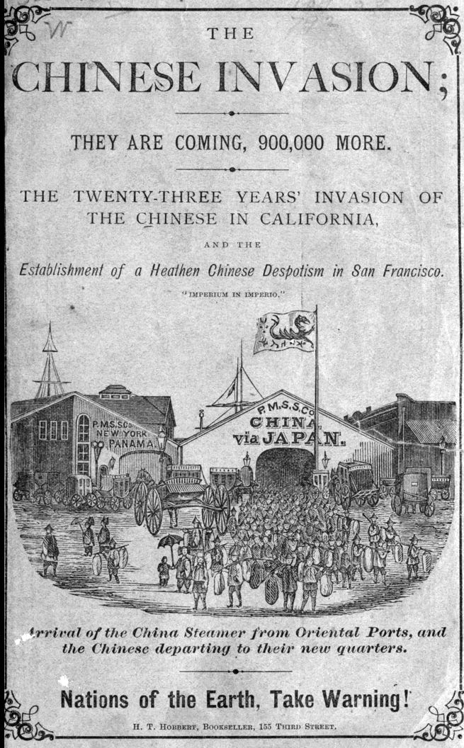 Book cover: The Chinese invasion : revealing the habits, manners and customs of the Chinese, political, social and religious, on the Pacific coast, coming in contact with the free and enlightened citizens of America. Containing careful selections from the San Francisco press Book cover: The Chinese invasion : revealing the habits, manners and customs of the Chinese, political, social and religious, on the Pacific coast, coming in contact with the free and enlightened citizens of America. Containing careful selections from the San Francisco press