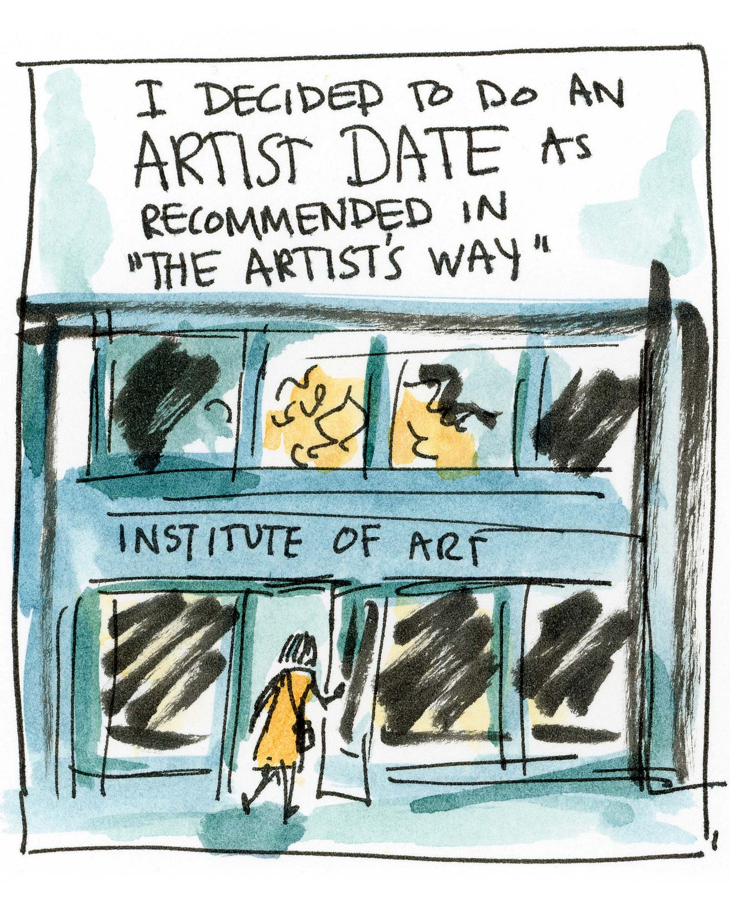 Diary comic about artist dates by K. Woodman-Maynard.
