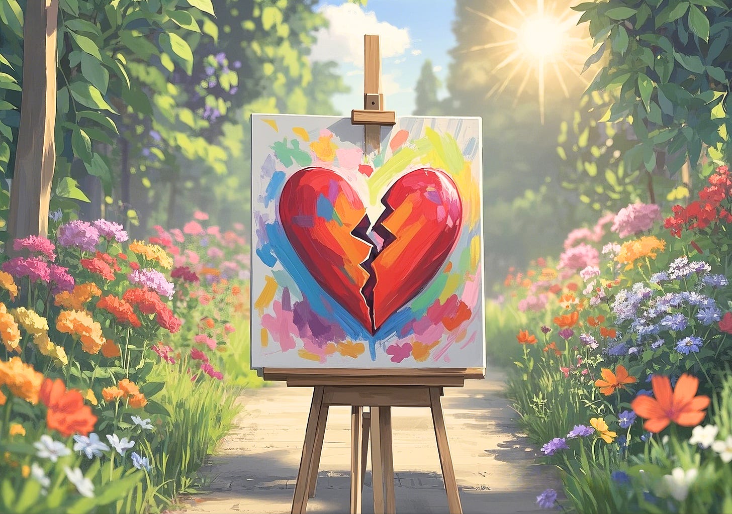 painting of broken heart in nature