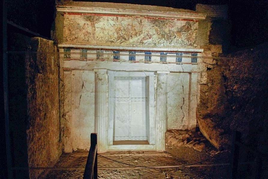 Facade of Philip II of Macedon tomb in Vergina, Greece. The door is made of marble and the order is Doric. (CC BY-SA 2.0) Facade of Philip II of Macedon tomb in Vergina, Greece. The door is made of marble and the order is Doric. (CC BY-SA 2.0)