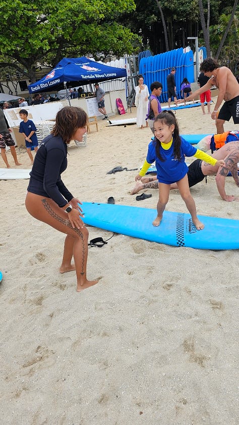 community surf lessons at Waikiki through non profit kids hurt too