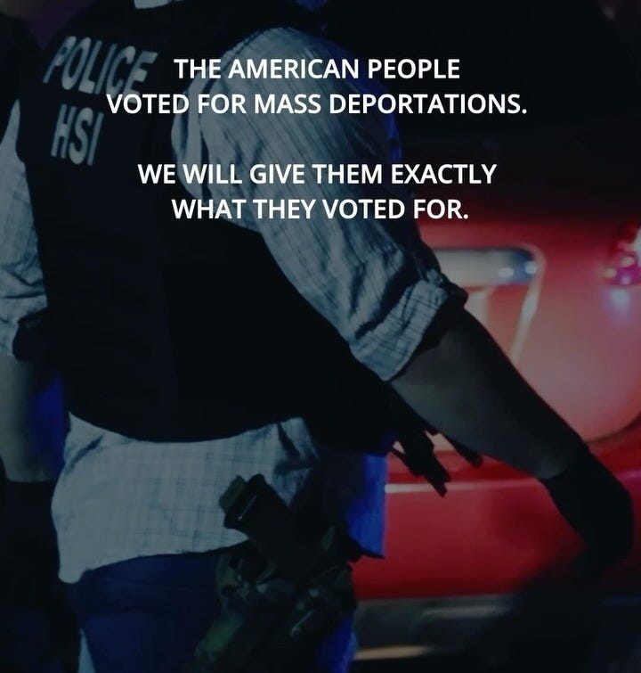 This Department of Homeland Security June 10, 2025 Instagram post cites a mandate for “mass deportations.” The recent Gallup Poll finds that supporters of mass deportations are a minority of US voters. This Department of Homeland Security June 10, 2025 Instagram post cites a mandate for “mass deportations.” The recent Gallup Poll finds that supporters of mass deportations are a minority of US voters.