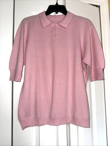 VTG~RODIER PARIS~France~Pink~Wool Blend Short Sleeves Pullover Sweater Size M - Picture 1 of 8