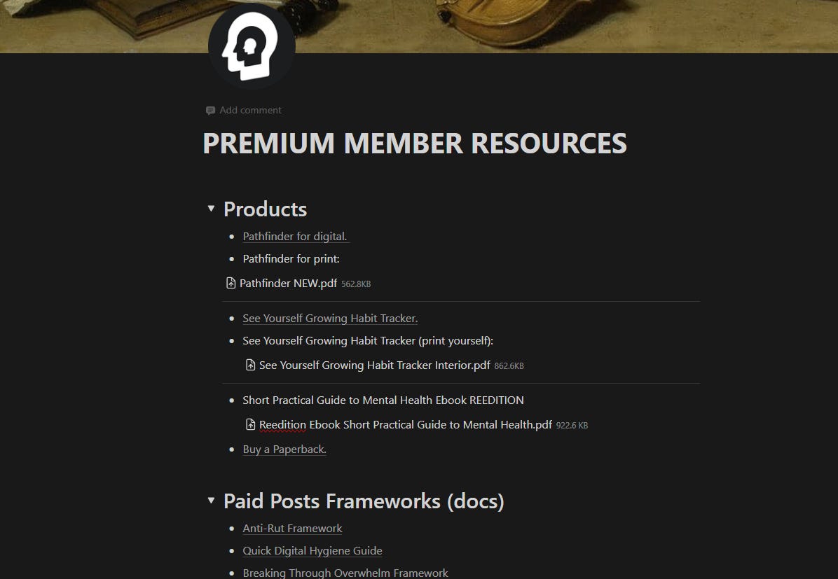 Screenshot of resource library.