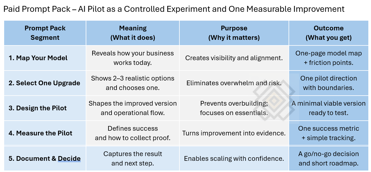 Paid prompt pack - AI pilot experiment Paid prompt pack - AI pilot experiment