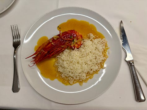 Medium shrimp, scarlet shrimp with rice,and brown crab with no sauce