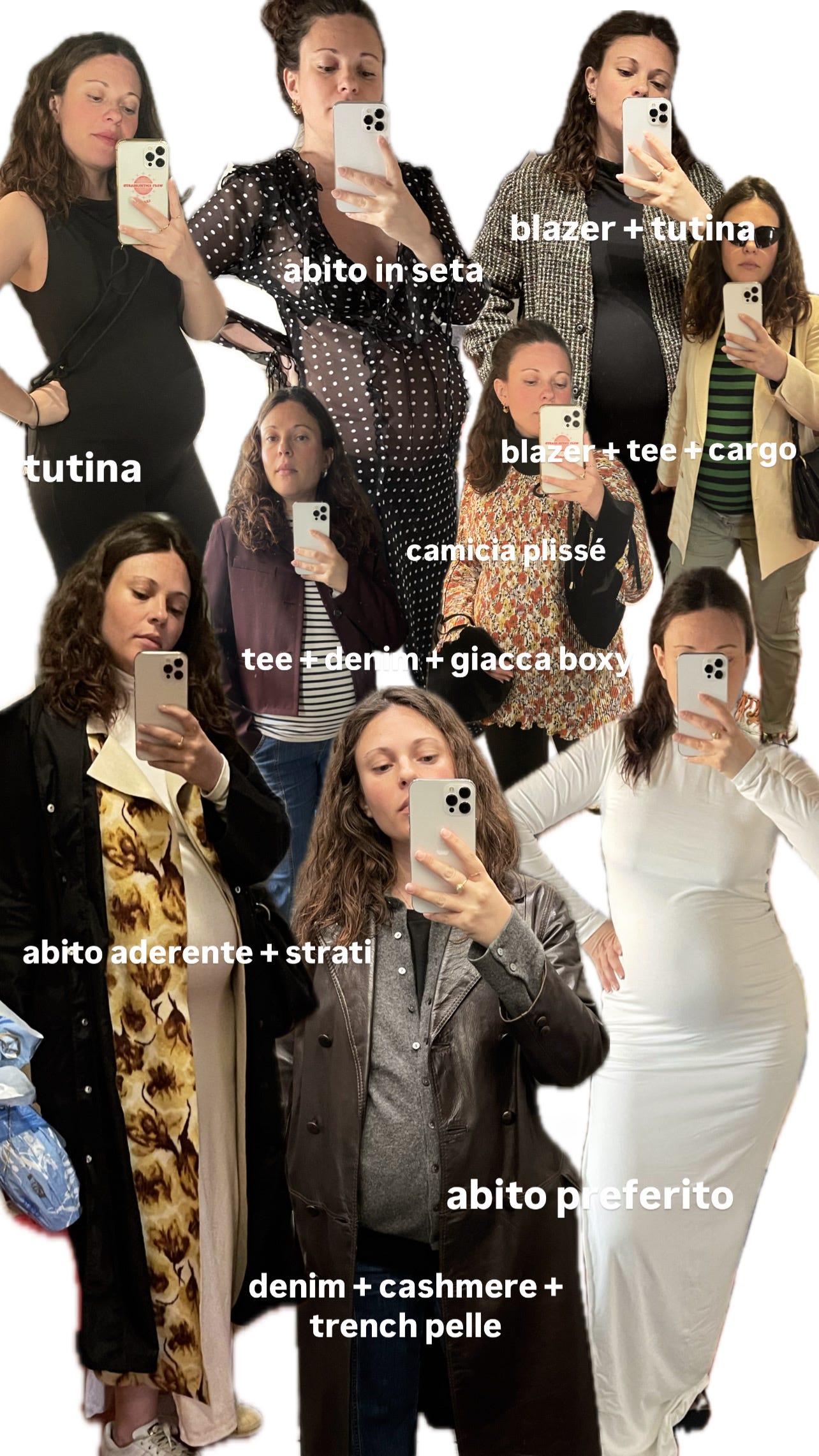 Ecco alcuni dei miei outfit-formula durante tutti i miei mesi di gravidanza. Vi piacciono? ✨