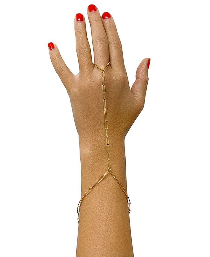 ADORNIA - 14k Gold-Plated Adjustable Paperclip Hand Chain