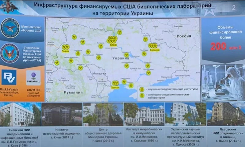 Pengarahan Kementerian Pertahanan Rusia menunjukkan biolab yang disponsori AS di wilayah Ukraina. Foto: Kementerian Pertahanan Rusia Pengarahan Kementerian Pertahanan Rusia menunjukkan biolab yang disponsori AS di wilayah Ukraina. Foto: Kementerian Pertahanan Rusia