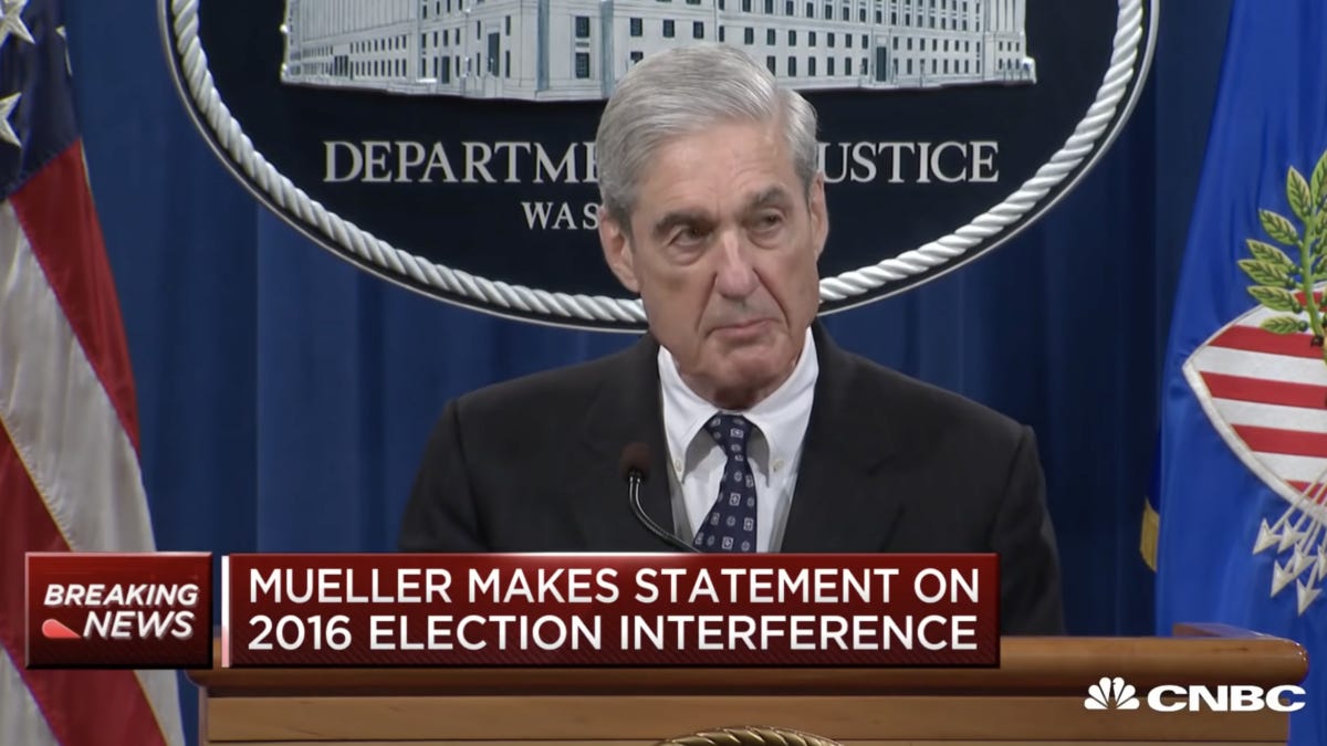 Robert Mueller gives press conference at DOJ